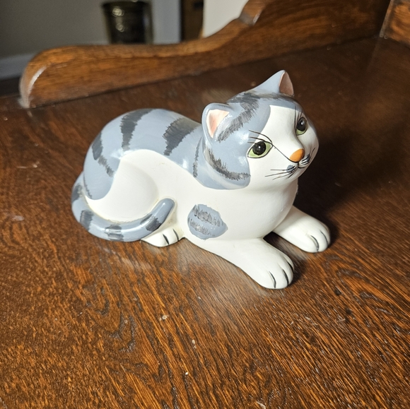 Royal Orleans Designet Kitty Cat 1985 Green Eyed Ceramic Cat Fiqurine. - Picture 6 of 9